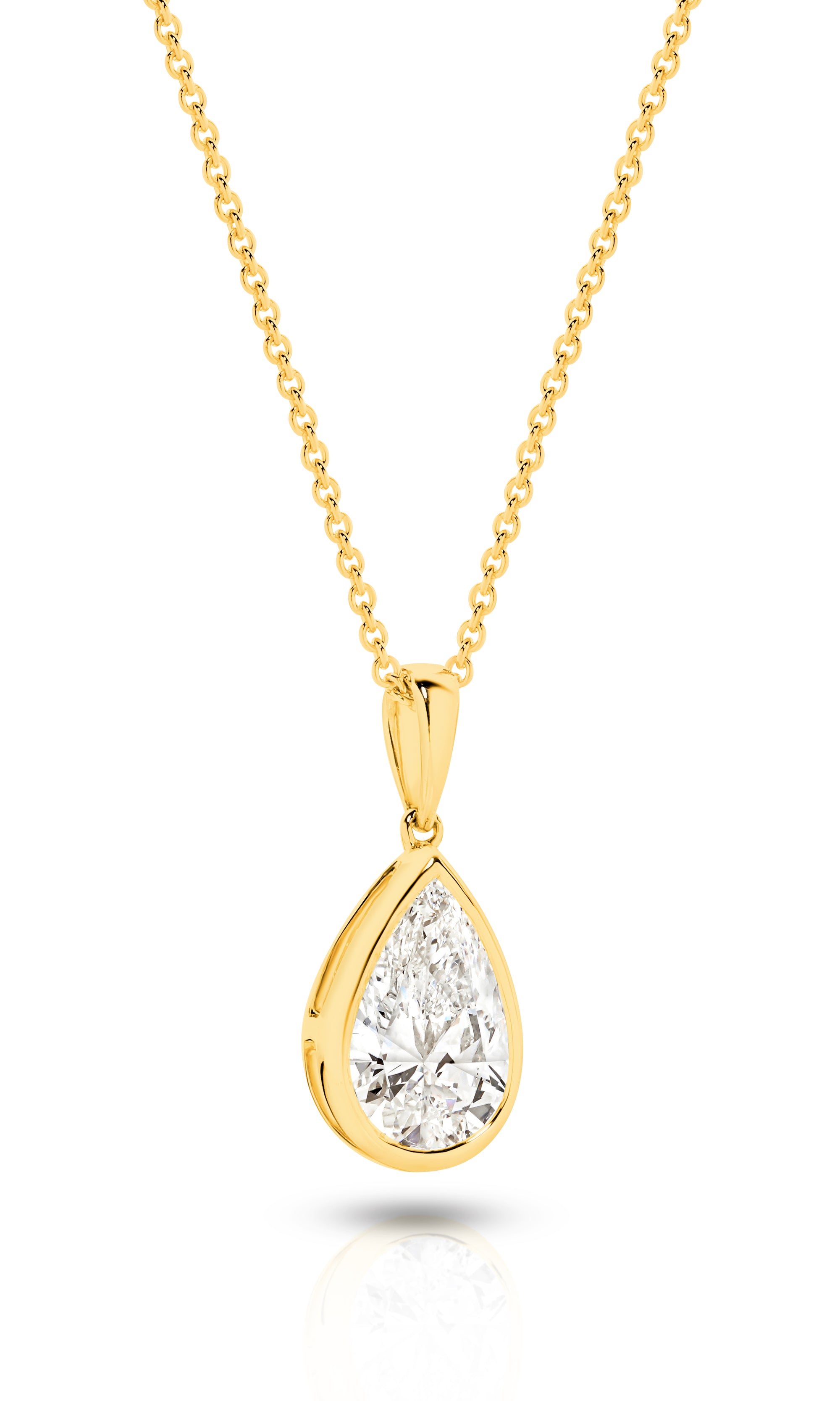 HEIRLOOM - 1CT PEAR OVAL BEZEL DIAMOND PENDANT -SOLID GOLD