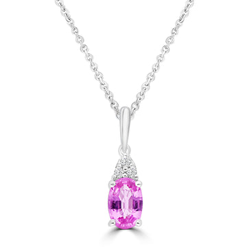 9CT EDITA PINK SAPPHIRE & DIAMOND NECKLACE