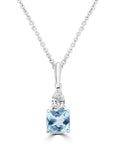 9CT ELLERY AQUAMARINE & DIAMOND NECKLACE