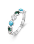 Ania Haie Silver Bezel Malachite and Lab Created Turquoise Ring