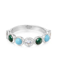 Ania Haie Silver Bezel Malachite and Lab Created Turquoise Ring