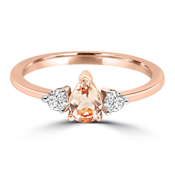 9CT IRISA MORGANITE & DIAMOND RING