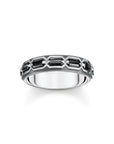 THOMAS SABO Ring Crocodile Shell with Stones Silver Blackened