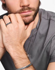THOMAS SABO Ring Crocodile Shell with Stones Silver Blackened