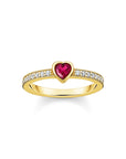 THOMAS SABO Solitaire Ring with Red Heart-Shaped Stone
