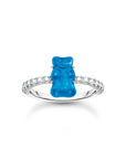 THOMAS SABO Ring with blue mini sized goldbears and zirconia