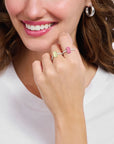 THOMAS SABO Ring with pink mini sized Goldbears and zirconia