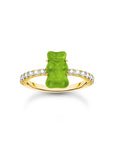 THOMAS SABO Ring with green mini sized goldbears and zirconia