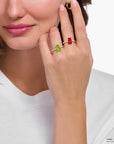 THOMAS SABO Ring with green mini sized goldbears and zirconia