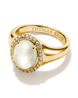 Halo ring with mother-of-pearl and zirconia