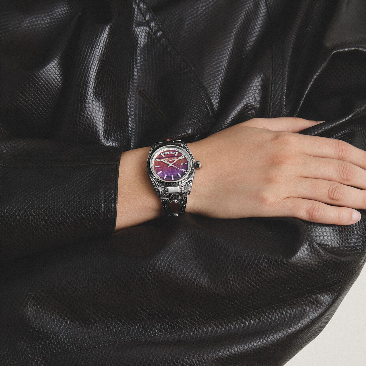 Women's Western-Style Watch with Red Tiger's Eye, Stainless Steel