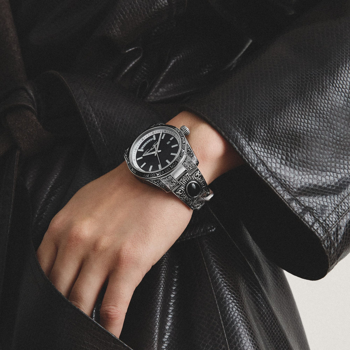 Women's Western-Style Watch with Onyx, Stainless Steel