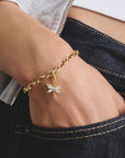 Gold-Tone Stainless Steel Charm Club Bracelet