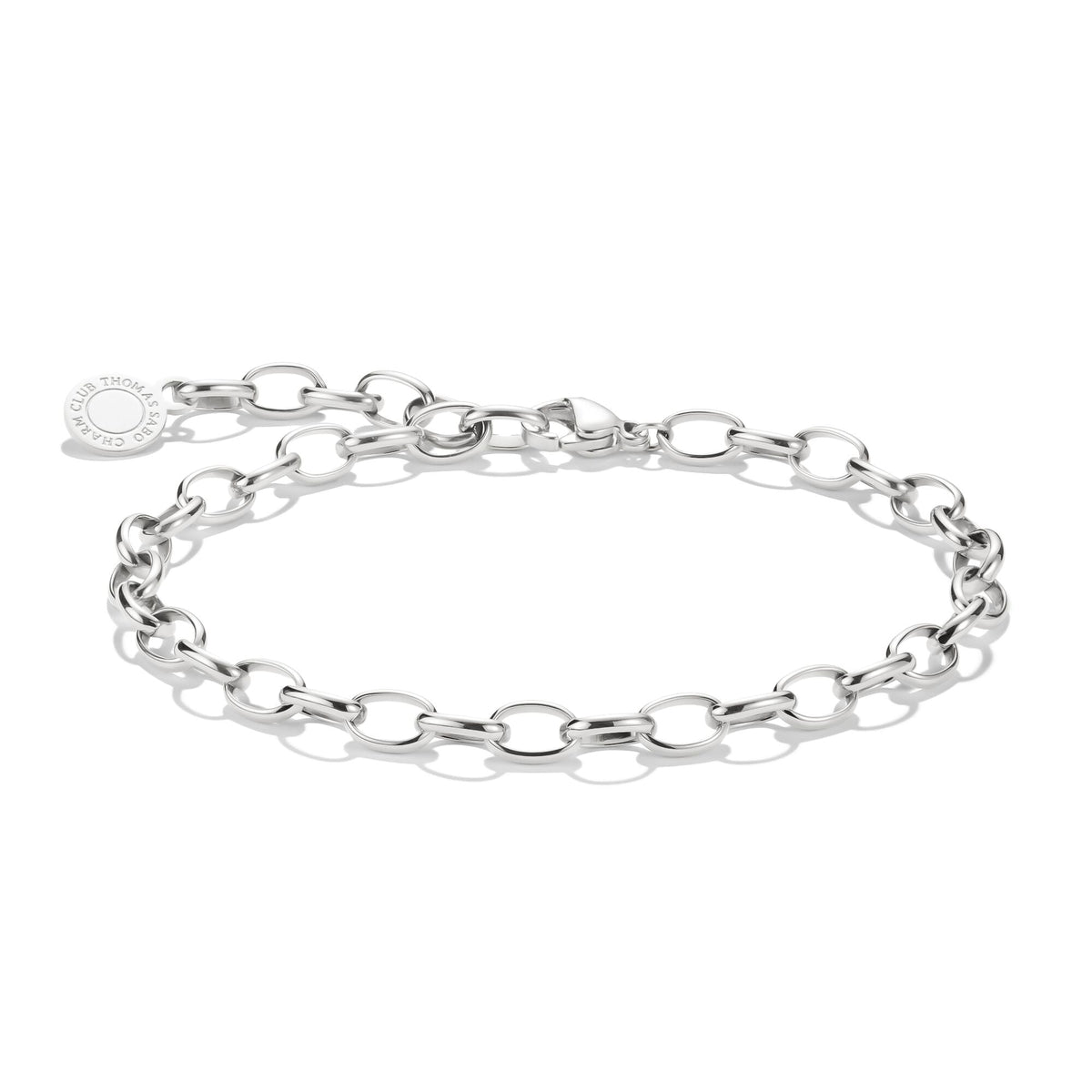 Silver-Plated Charm Club Anchor Chain Bracelet