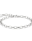 Silver-Plated Charm Club Anchor Chain Bracelet