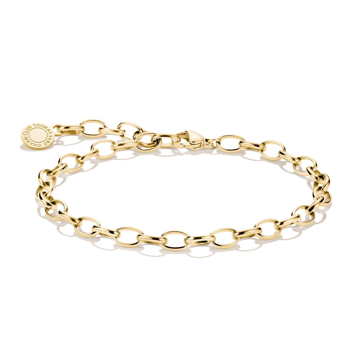 Gold-Tone Stainless Steel Charm Club Anchor Chain Bracelet