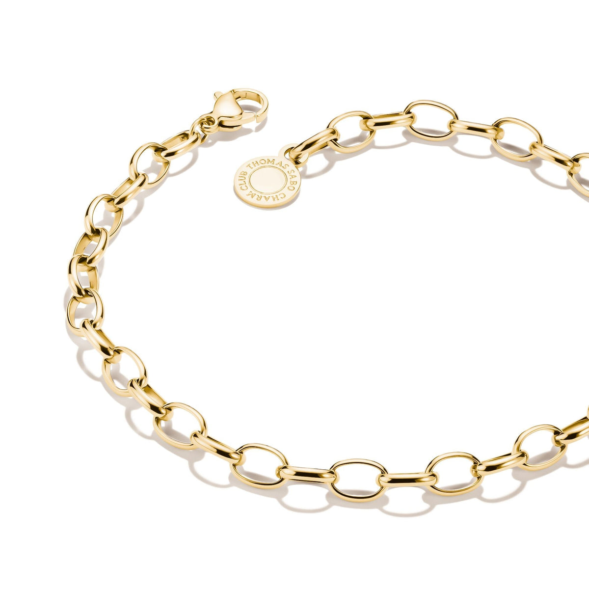 Gold-Tone Stainless Steel Charm Club Anchor Chain Bracelet