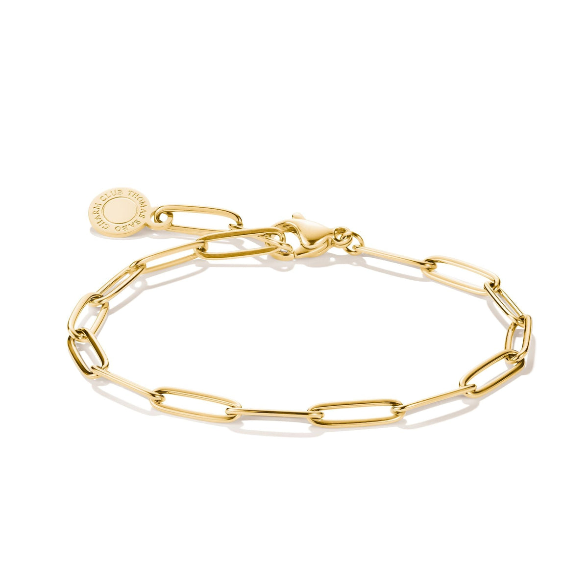 Gold-Tone Stainless Steel Charm Club Paperclip Bracelet
