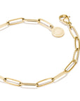 Gold-Tone Stainless Steel Charm Club Paperclip Bracelet