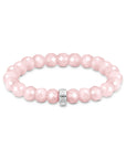 THOMAS SABO Charm bracelet with rose quartz beads oval