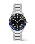 Daniel Wellington Iconic GMT Link Black Blue Ceramic Bezel Silver