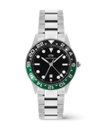 Daniel Wellington Iconic GMT Link Black Green Ceramic Bezel Silver