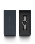 Daniel Wellington Petite 28 Bezel Mesh Black Mother of Pearl Silver Watch