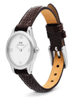 Daniel Wellington Ophelia Mini Dark Brown Lizard White Guilloché Silver