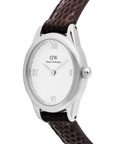 Daniel Wellington Ophelia Mini Dark Brown Lizard White Guilloché Silver