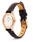 Daniel Wellington Ophelia Mini Dark Brown Lizard White Guilloché Rose Gold