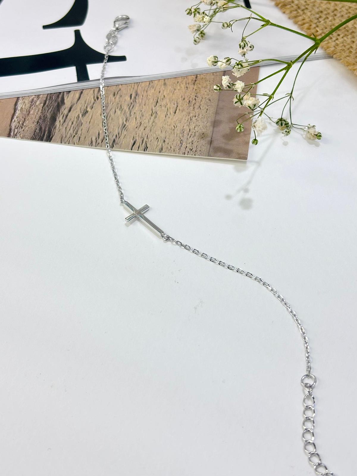 PLAIN CROSS BRACELET - STERLING SILVER