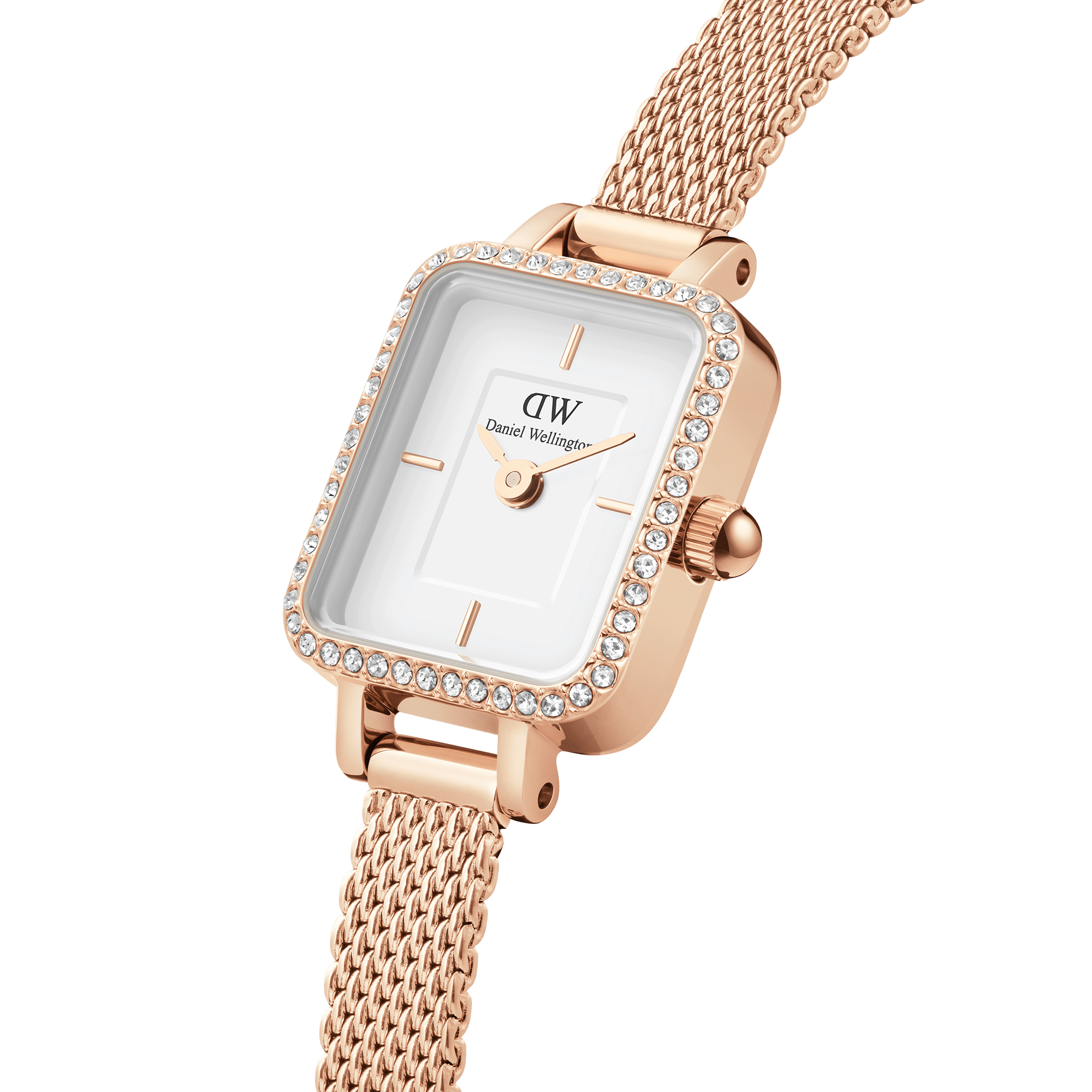 Daniel Wellington Quadro Mini Bezel Lumine 15x18 Melrose RG White Watch
