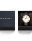 Daniel Wellington Classic Roman Numerals Date Dark Brown Croc Belly Gold