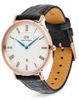 Daniel Wellington Classic Roman Numerals Date Black Croc Belly Rose Gold