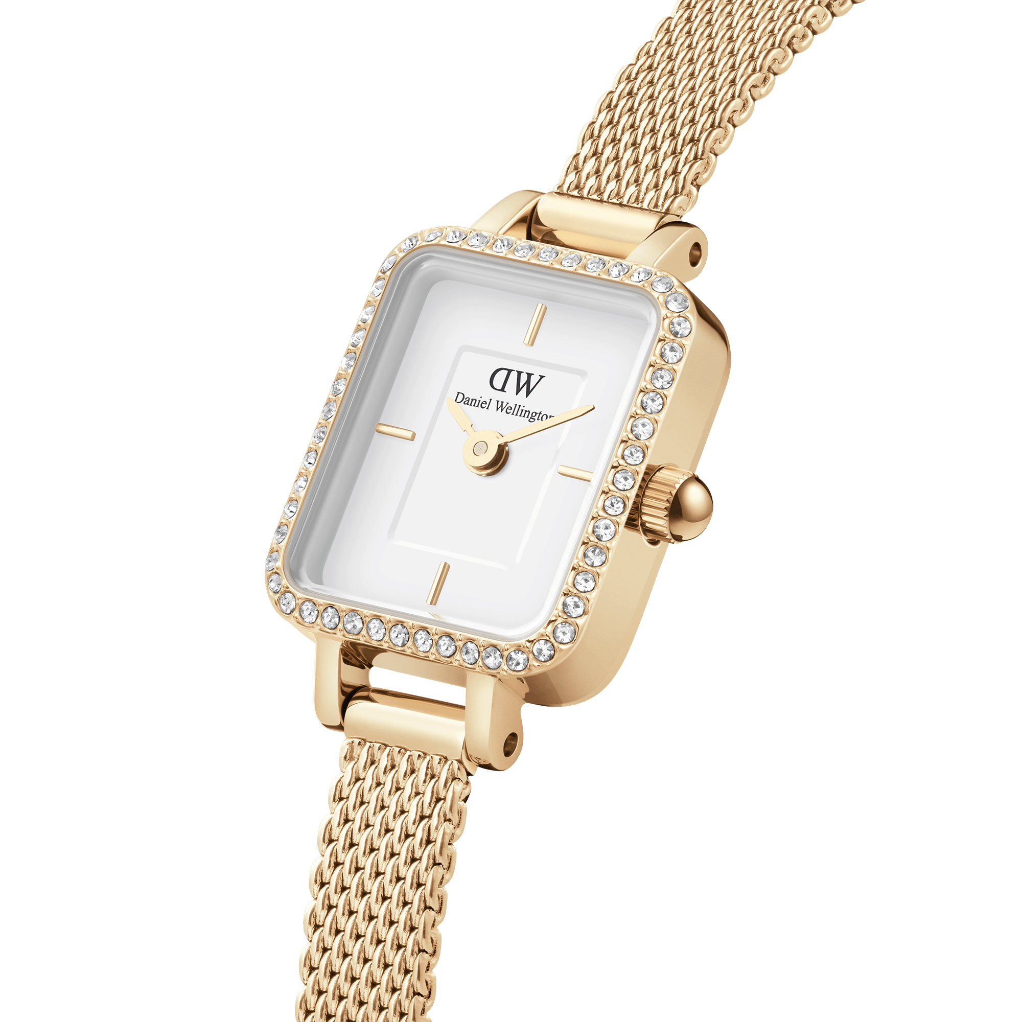Daniel Wellington Quadro Mini Lumine Bezel 15x18 Evergold G White Watch