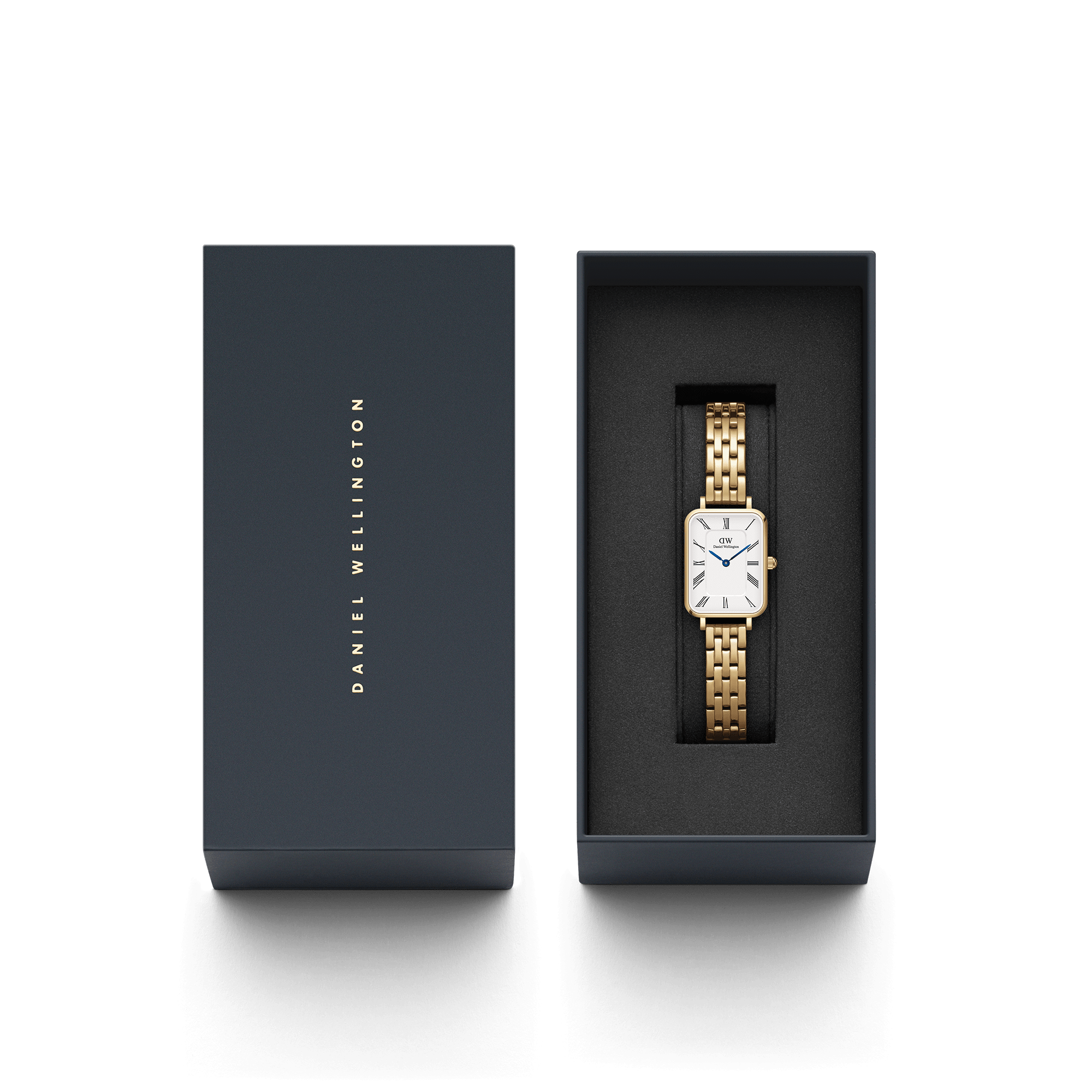 Daniel Wellington Quadro Roman Numerals 20x26 5-Link G White Watch