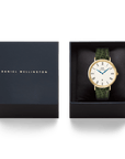 Daniel Wellington Classic Roman Numerals Date Dark Green Croc Belly Gold