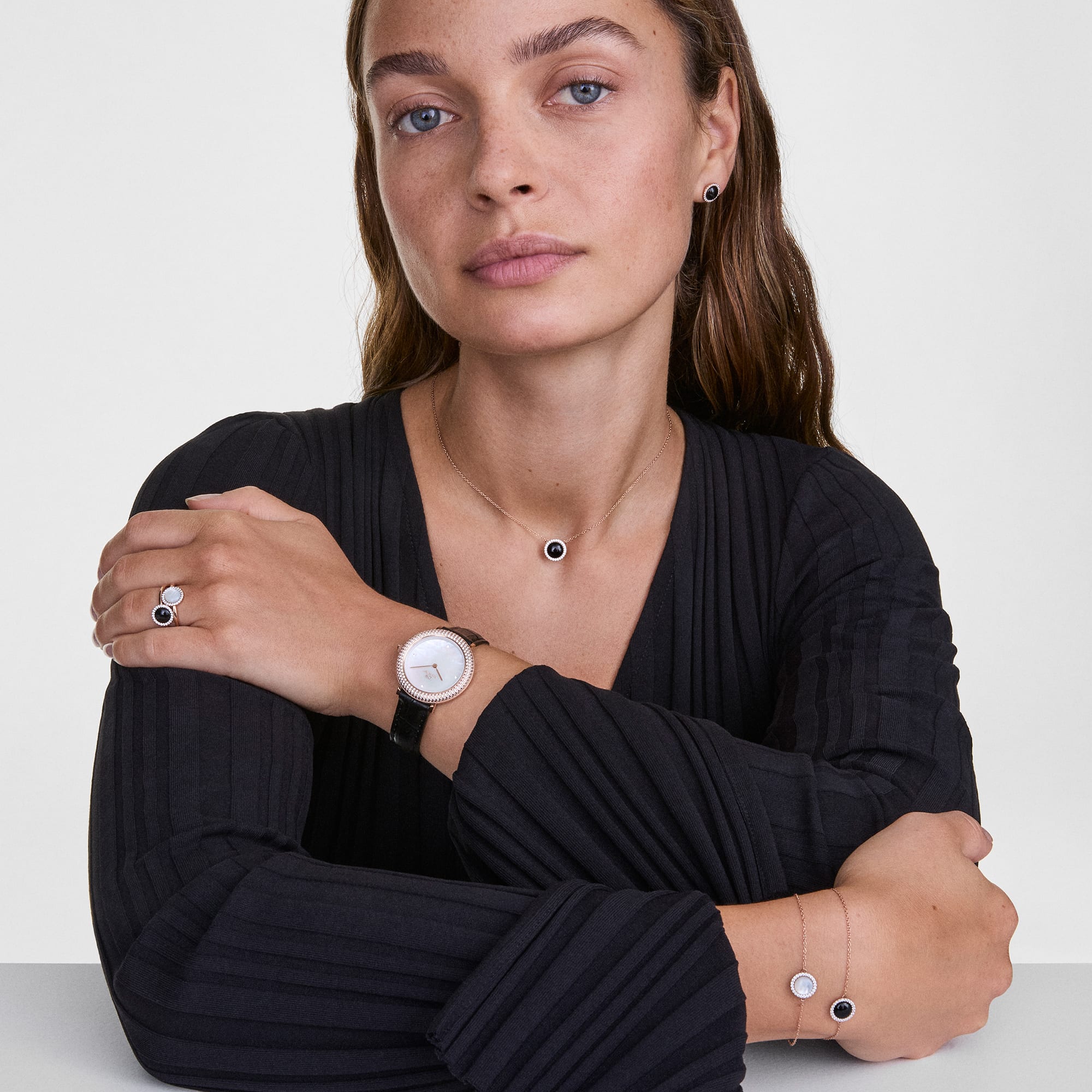 Daniel Wellington Audrey Bracelet Black Agathe Rose Gold