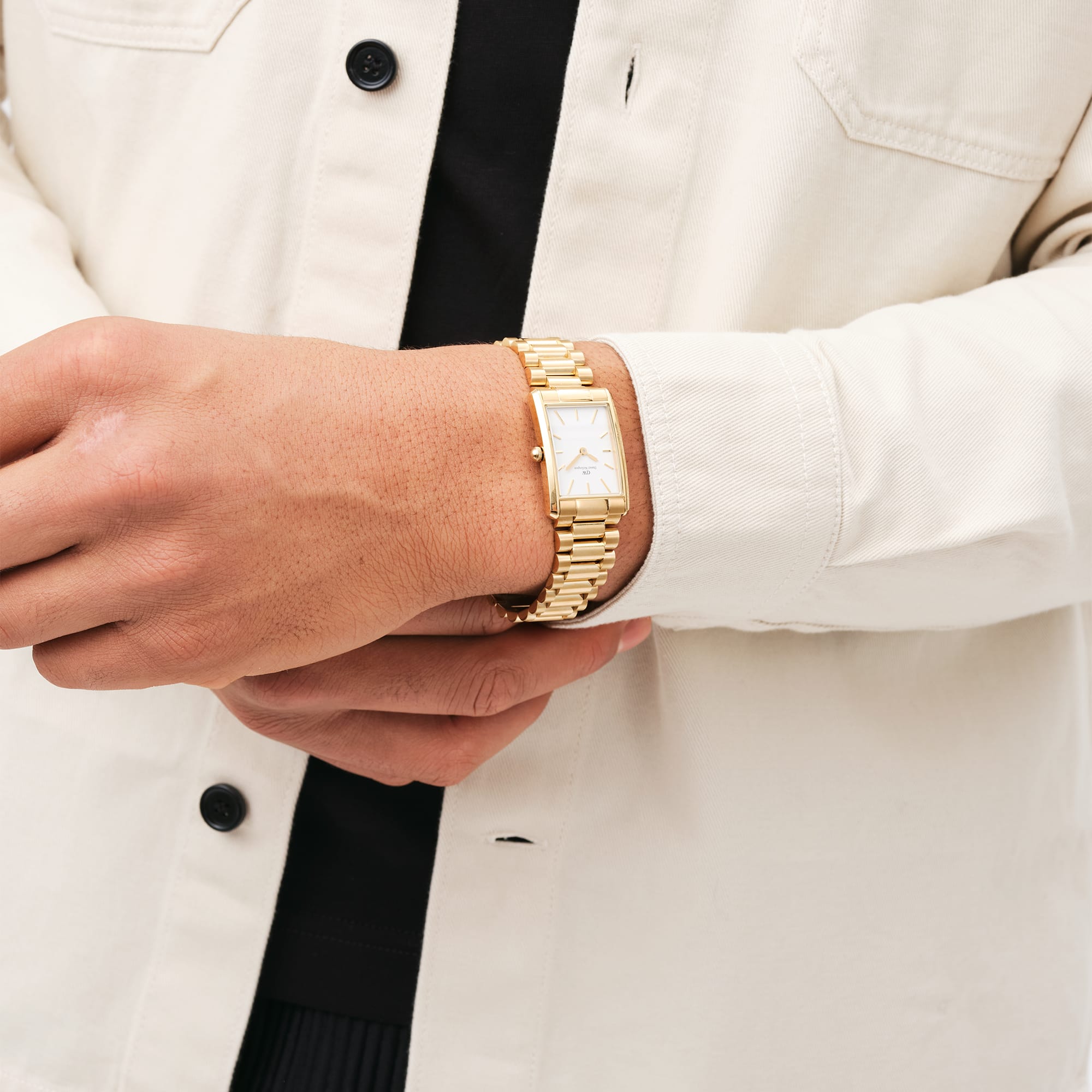 Daniel Wellington Bound 35x24 3-Link G White Watch