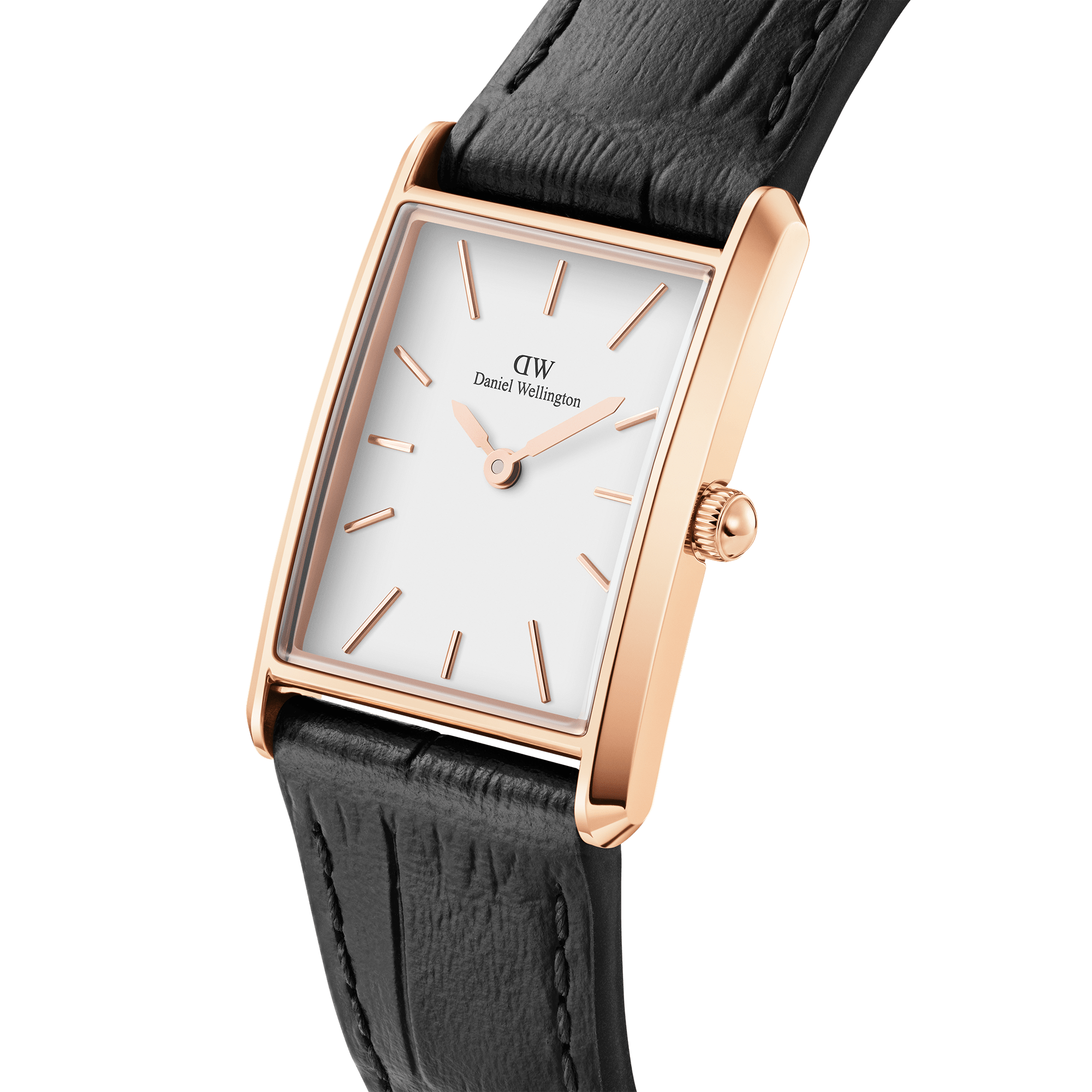 Daniel Wellington Bound 35x24 Black Croc Leather RG White Watch
