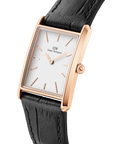 Daniel Wellington Bound 35x24 Black Croc Leather RG White Watch