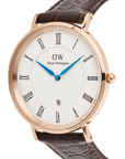 Daniel Wellington Classic Roman Numerals Date Dark Brown Croc Belly Rose Gold