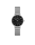 Daniel Wellington Petite 28 Bezel Mesh Black Mother of Pearl Silver Watch