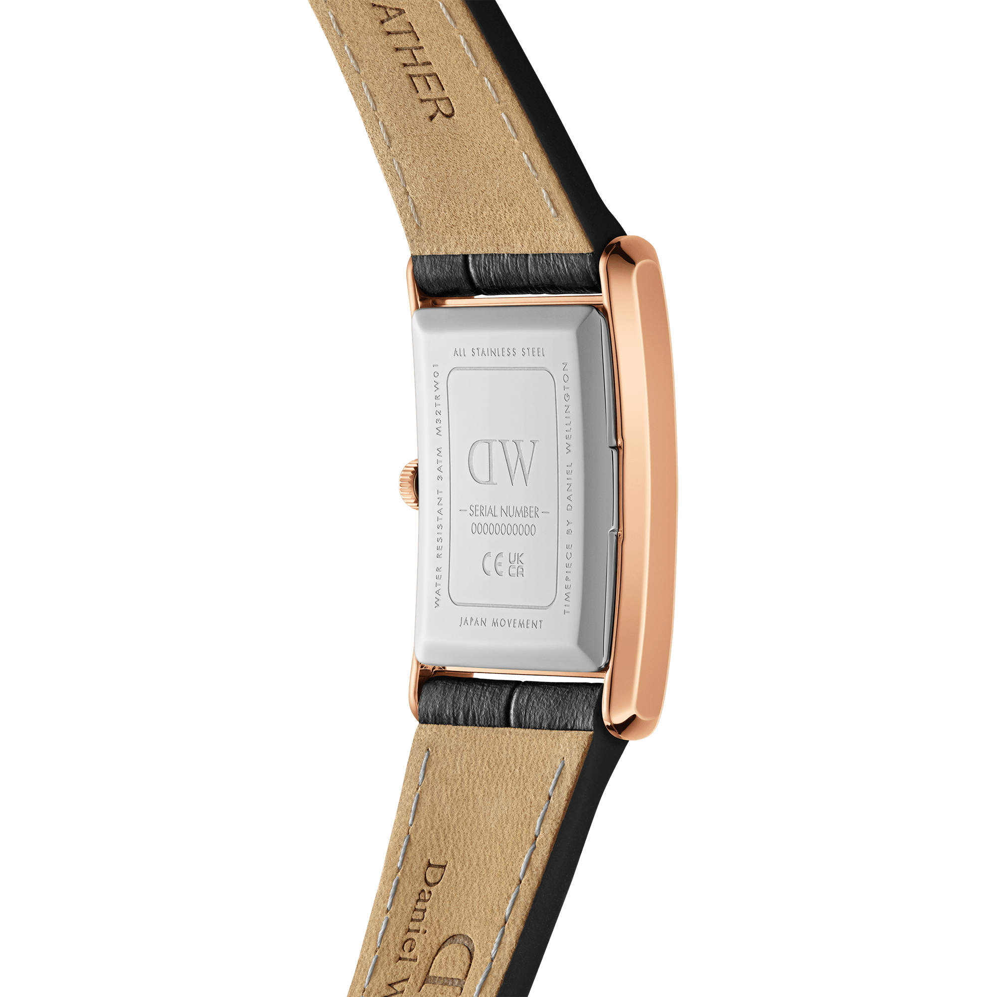 Daniel Wellington Bound 35x24 Black Croc Leather RG White Watch