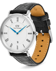 Daniel Wellington Classic Roman Numerals Date Black Croc Belly Silver