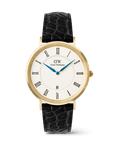 Daniel Wellington Classic Roman Numerals Date Black Croc Belly Gold