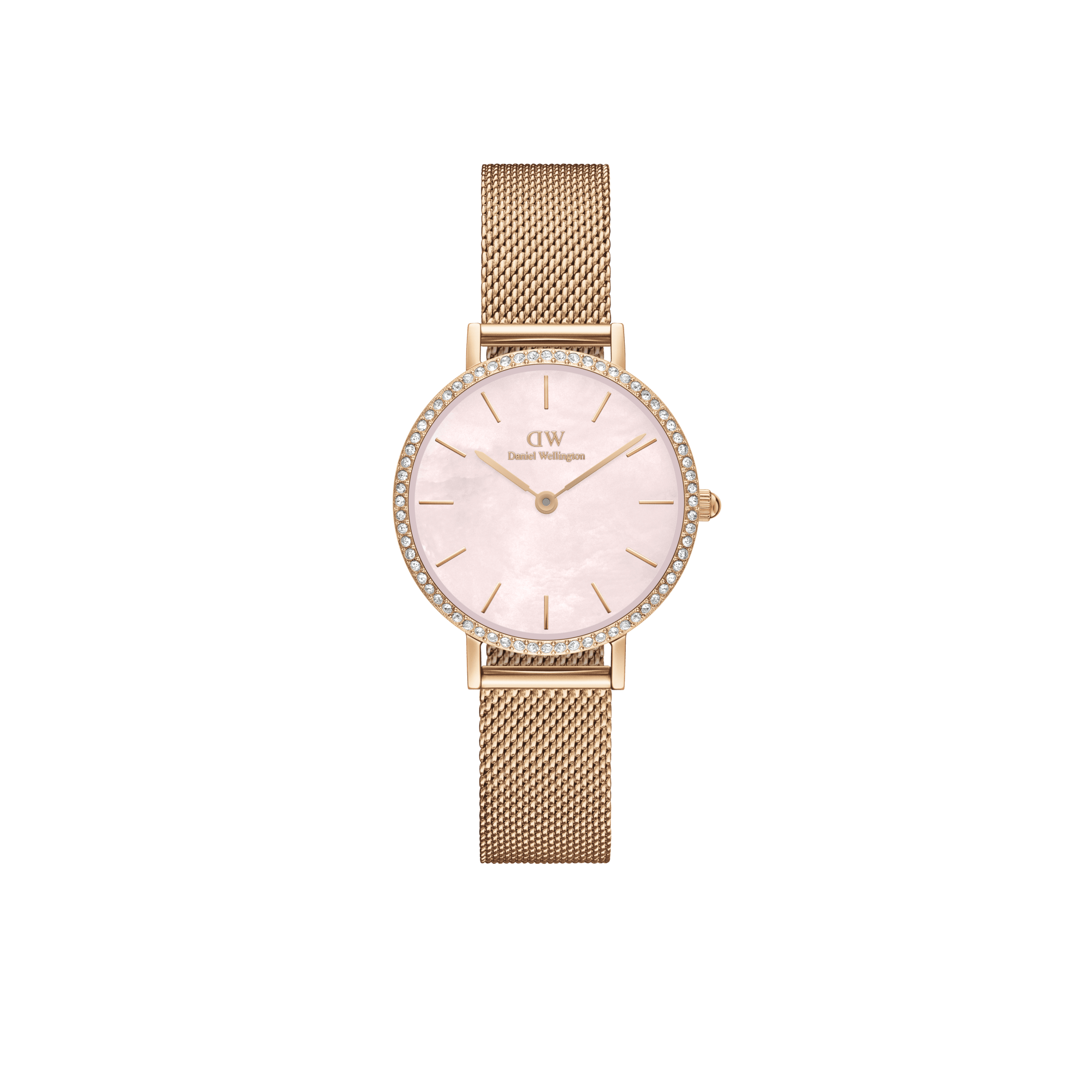 Daniel Wellington Petite 28 Bezel Mesh Pink Mother of Pearl Rose Gold Watch