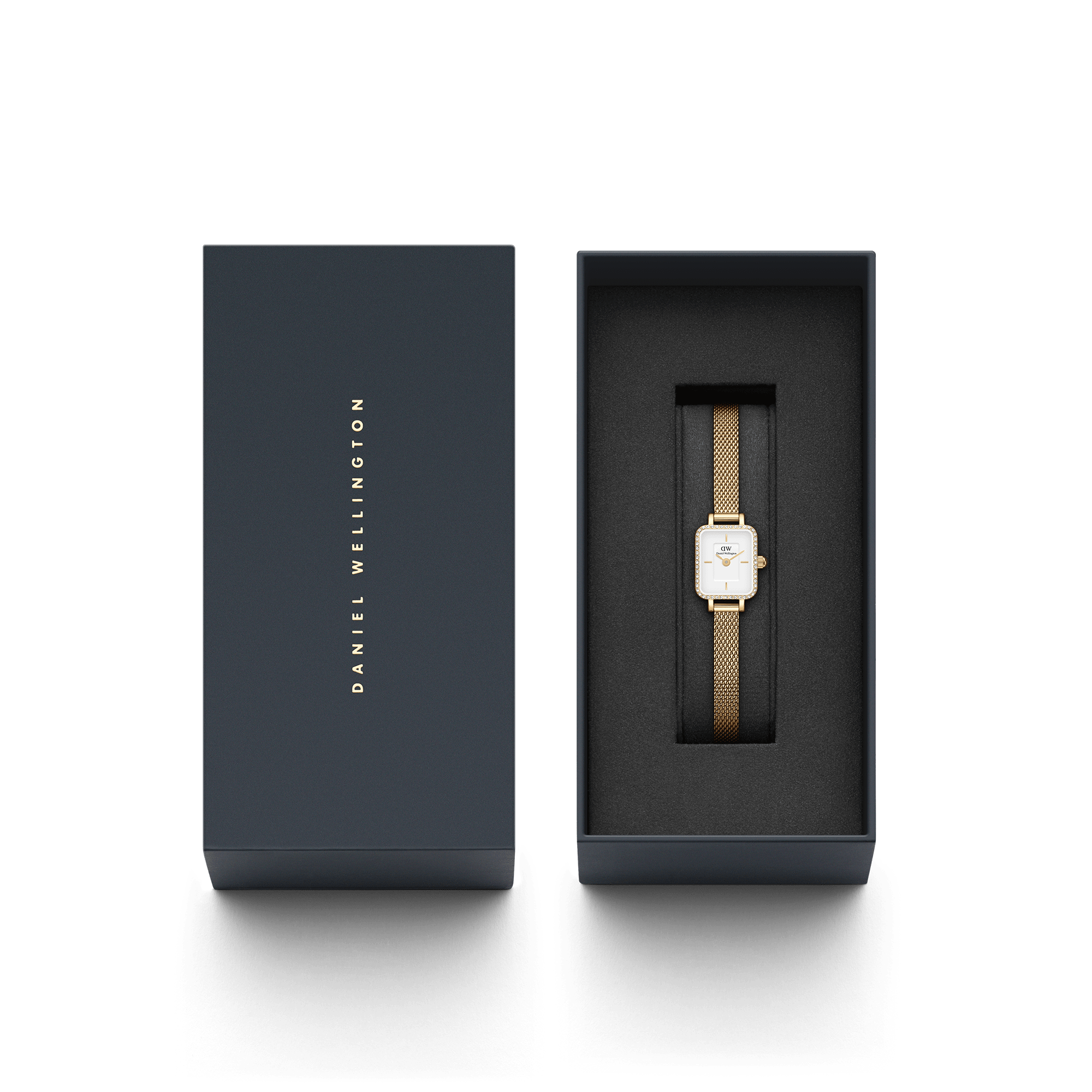 Daniel Wellington Quadro Mini Lumine Bezel 15x18 Evergold G White Watch