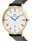 Daniel Wellington Classic Roman Numerals Date Black Croc Belly Gold