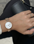 Daniel Wellington Petite Lumine 28 5-Link Rose Gold & Mother of Pearl White Watch